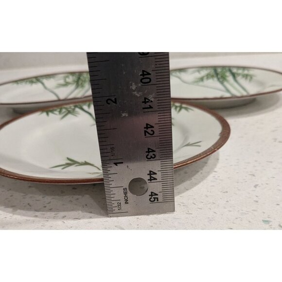 Set Of 3 Kutani Eggshell China bread dessert Plates Bamboo Design Geometric Bord - Picture 3 of 11